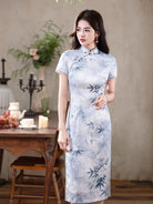 Iris Ink Bamboo & Floral Print Midi Cheongsam