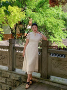 Plus Size Jacquard Midi A-line Cheongsam Dress