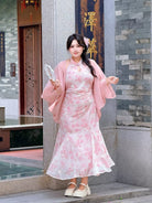 Lily Plus Size Floral Chiffon Midi Cheongsam Set