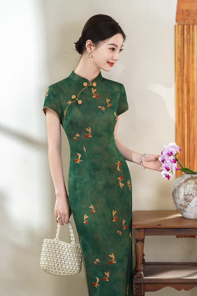 Lucia Goldfish Print midi Cheongsam