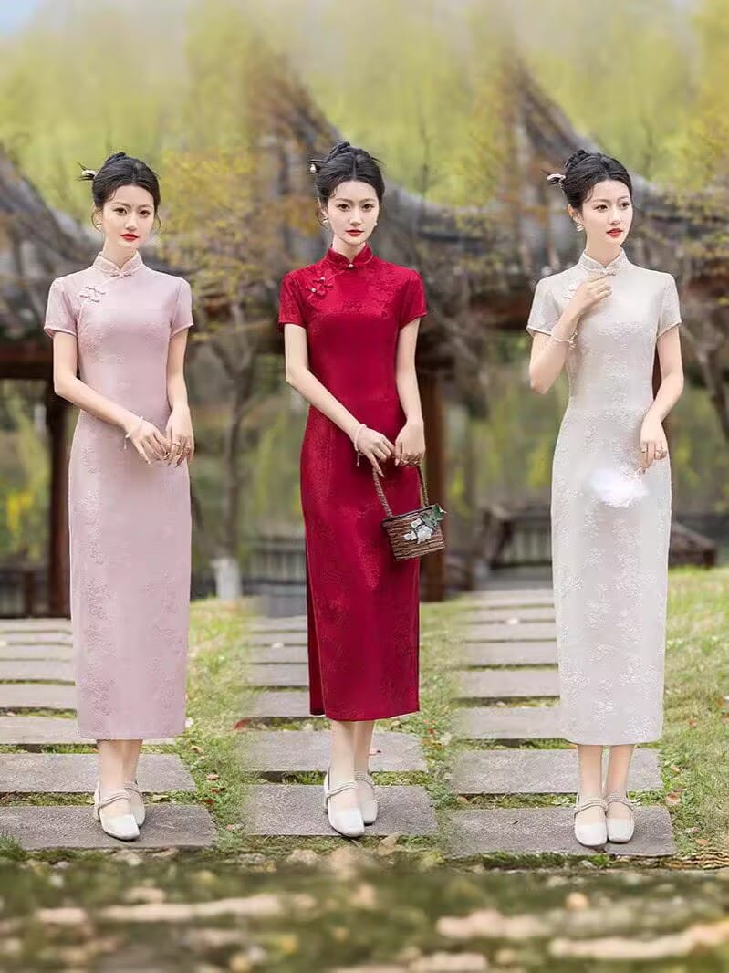 Plus Size Floral Midi Cheongsam Dress