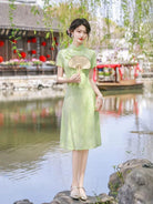 Plus Size Jacquard Midi A-line Cheongsam Dress