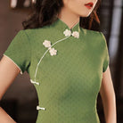 Luna Solid Green Midi Cheongsam