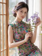 Sophia Sleeveless Colorful Abstract Print Cheongsam