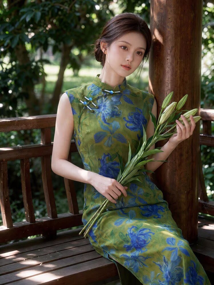 Kelly mesh fabric midi Cheongsam