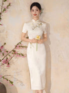 Luna Floral & Butterfly Embroidery Midi Cheongsam