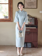 Sophia Subtle Leaf Jacquard Midi Cheongsam