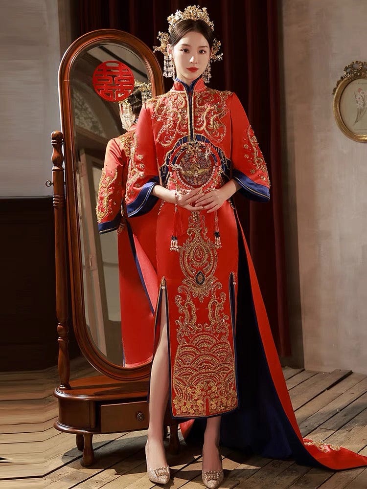 High-end bridal Qun Kwa, Bead embroidery, Chinese luxury Qun Kwa
