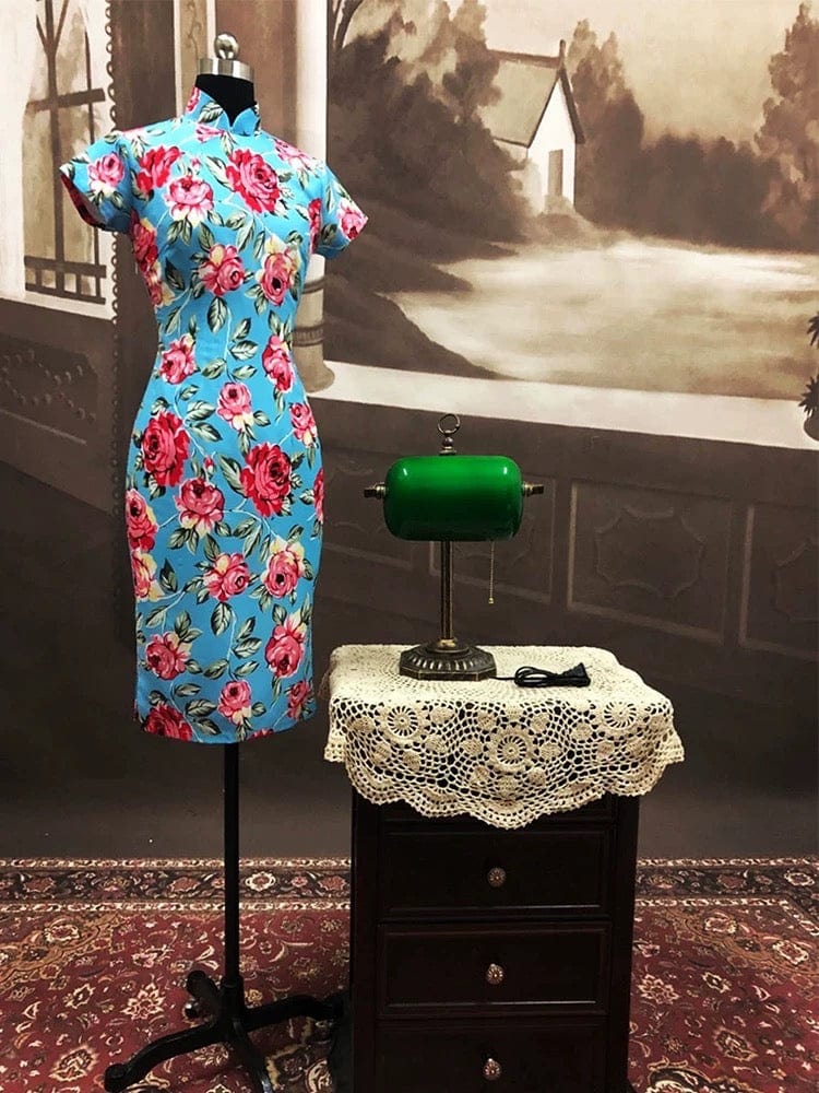 Ms.Maggie inspired, floral pattern, chiffon daily short Qipao