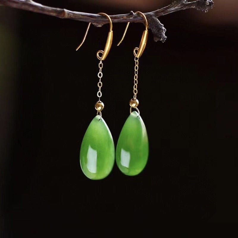 Hotan jasper drop earrings, jade drop earrings