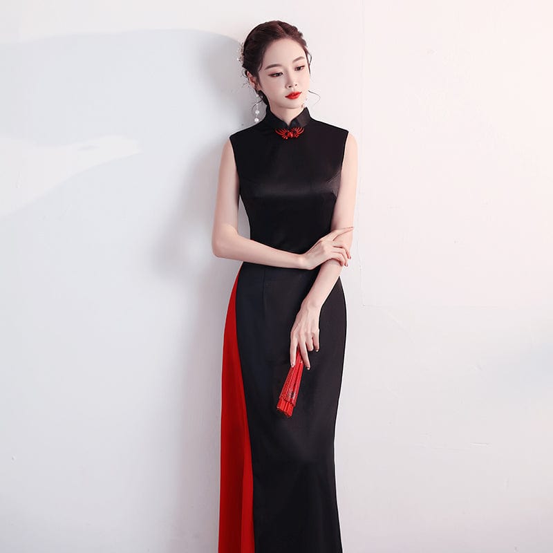Modern style, high end satin fabric long Qipao