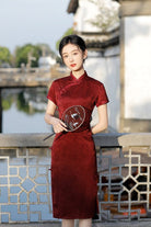 Summer collection, floral jacquard midi Qipao