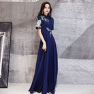 Floral embroidery, A line long Qipao