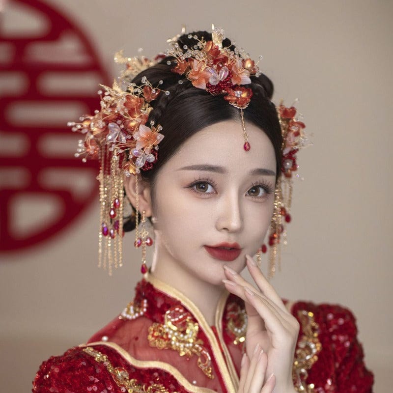 Traditional Chinese bridal headwear, Qun Gua hair Accessories