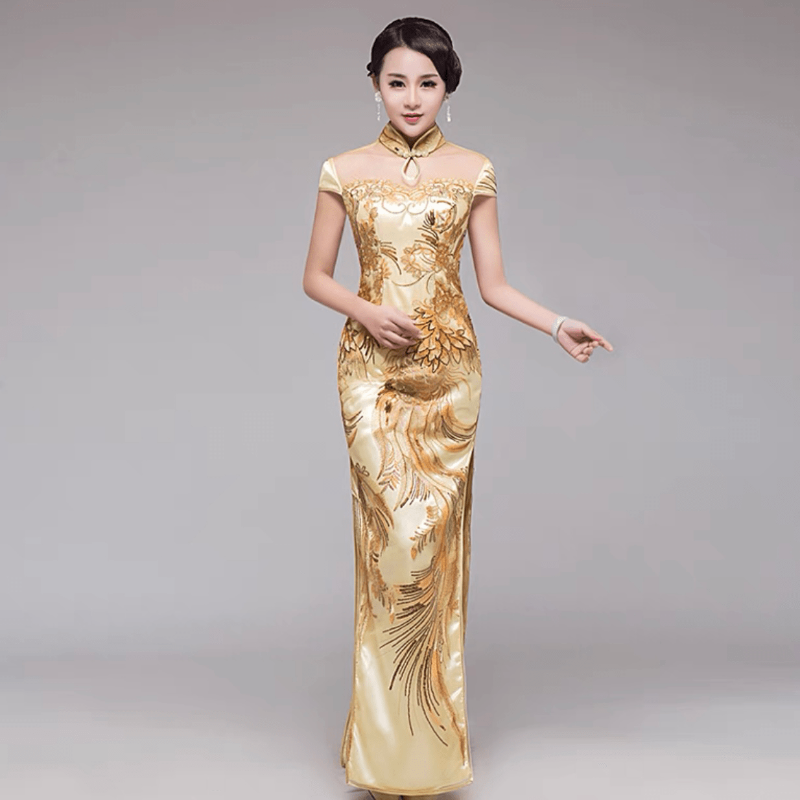 Chloe Peacock Tail Sequins Chinese Prom Dress