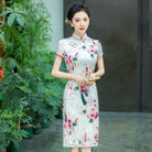Floral pattern, high-end, mulberry silk midi Cheongsam