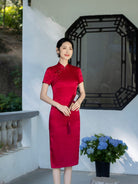 Plus size, rose midi Cheongsam