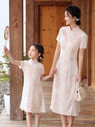 Aslinhafnu qipao Parent-child outfit, floral pattern midi Cheongsam