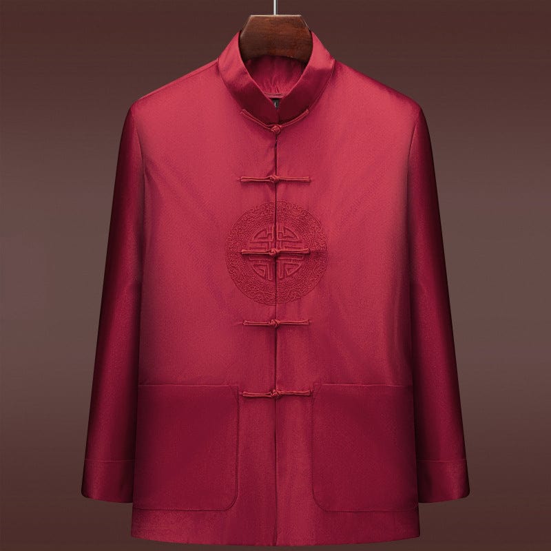 Chinese Men Blessing pattern red Tang Suit Jacket