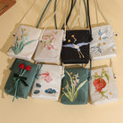 Hand-made, 3D embroidered Chinese-style phone pouch, Chinese-style Qipao bag