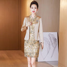 Winter collection, champagne Cheongsam set for mothers