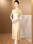 Floral embroidery, high-end mid-length Cheongsam