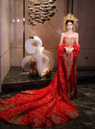 Hand made, Tub top embroidery Qipao set, luxury Qipao set