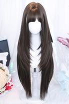 Long Straight Wispy Air Bangs Sweet Japanese Style Lolita Wig 3 Colors
