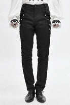 Black Punk Gothic With Side Bottons And Side Flocking Wedding Mens Pants