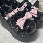 Spider Single-Strap Buckle Bow Round-Toe Punk Gothic Platform Shoes