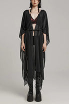 Translucent Loose Ruffle Braided Rope Belt Womens Elegant Gothic Shawl 3 Colors