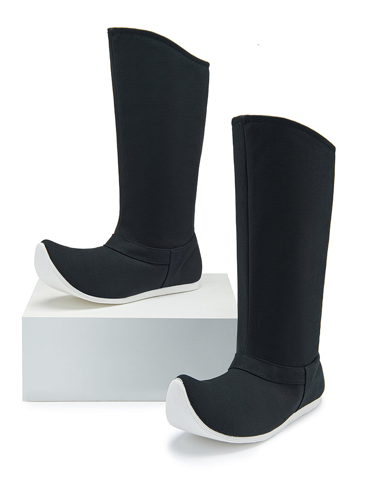 Black Hanfu Cloth Boots for Men – Upturned Toe Canvas Boots