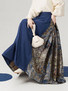 Blue Brocade Ma Mian Skirt Ming Dynasty Horse-Face Skirt