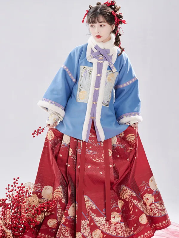 Blue Ming Hanfu Dress Female Winter Dress