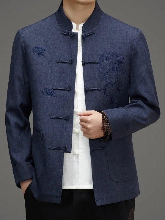 Modern Tang Jacket Suit With Dragon Cloud Embroidery