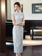 Vintage Floral Burnout Velvet Jacquard Qipao