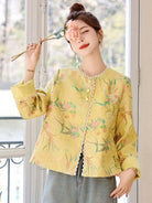 Elegant modern Tang suit short jacket for women featuring jacquard fabric and refined Chinese style