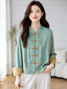 Modern Chinese buy tang suit online with frog buttons and elegant stand collar design for women