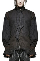 Black Long Lantern Sleeves Retro Metal Button Mens Steampunk Tie Shirt
