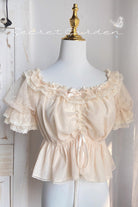 [Cream Point] Short Sleeves Embroidery Bowknot Lace Sweet Lolita Blouse