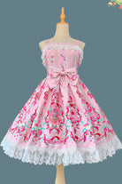 [Strawberry Chef] Sleeveless Print Bowknot Lace Sweet Lolita Jsk Dress 4 Colors