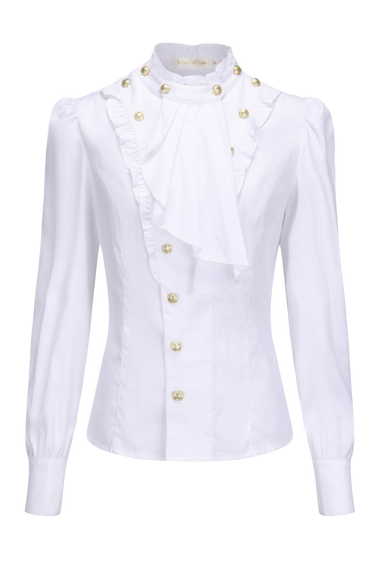 [Immortal Silent Agent] Stand Collar Ruffle Vintage Prince Handsome Palace Ouji Lolita Blouse 3 Colors