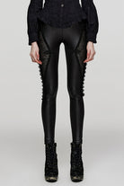 Black Ruffle Embroidery Stitching Lace Slim Mesh Women's Steampunk Leggings