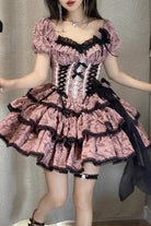 Pink Medea Kiss Short Sleeves Gothic Lolita Op Tiered Dress