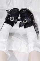 [Love Is Coming] Bowknot Sweet Jirai Kei Japanese Rhinestones Platforms Shoes 2 Colors