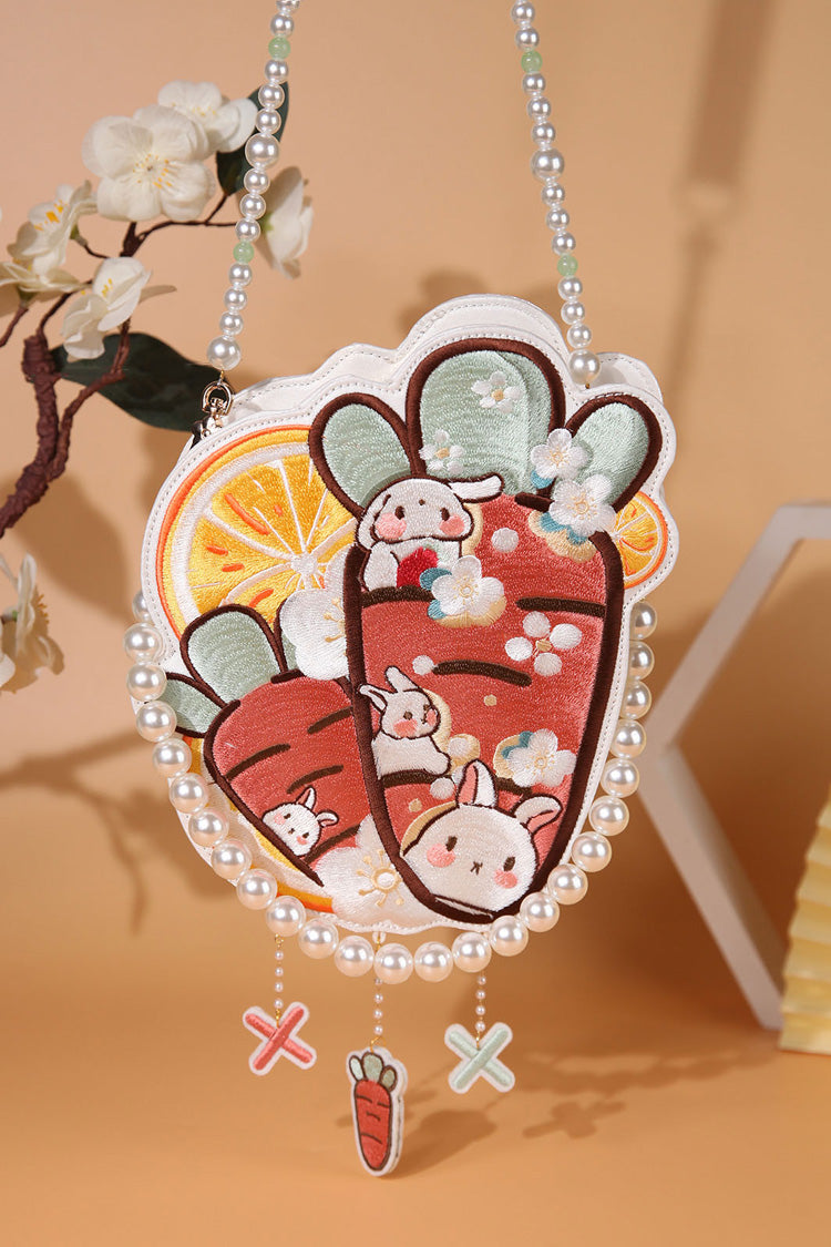 Multi-Color Rabbit Carrot Lemon Embroidery Sweet Lolita Crossbody Bag