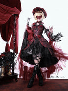 Rose Blood - Black Red Gothic Lolita JSK Jacquard Court Dress