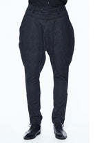 Black Oversize Jacquard Pattern Ribbons Snap Fastener Men's Gothic Pants