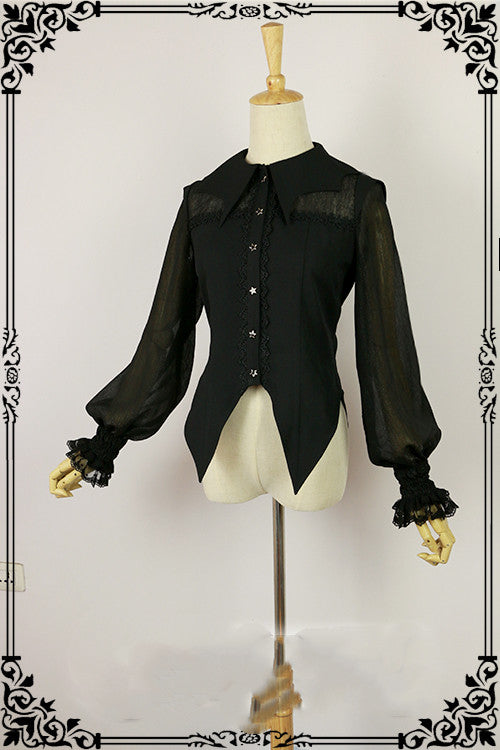 Halloween Lolita Shirt Gothic Bat Collar
