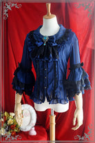 Flower Wedding White Dark Blue Blouse